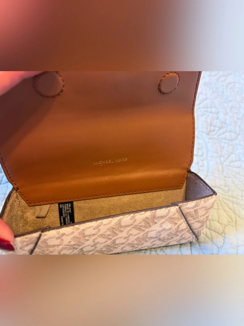 Michael Michael Kors Beige MK Logo Zip Wallet and Eyeglass case